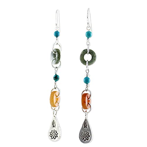 Novica Handmade Multi-Gem Beaded Dangle Earrings With Jade And Hill Tribe Silver - .925 Sterling Silver Hooks For Women's Fashion Jewelry, Hill Tribe Adventure' #TOP5