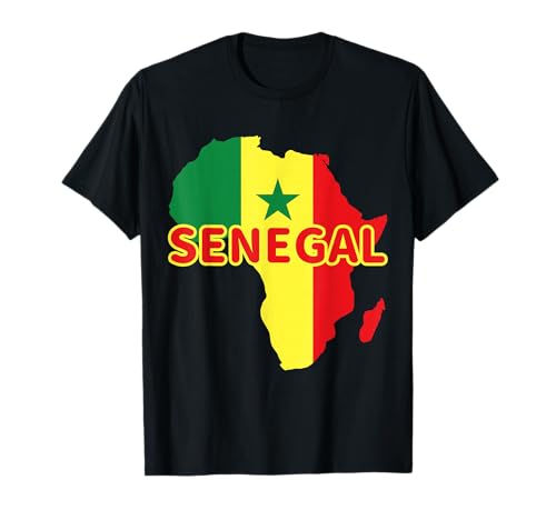 Senegal Senegalese Pride Flag Map Africa Print T-Shirt