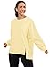 Nirovien Womens Crewneck Sweatshirt Oversized Side Slit Long Sleeve Shirts Slouchy Pullover Sweatshirts(Light Yellow,2XL)
