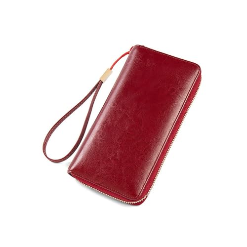 Womens wallet Women's wallet, fashionable card zipper wallet, elegant wristband handbag for women(Red)