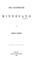 Der Altheimische Minaesang 1519468784 Book Cover