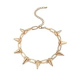 Just Follow Gargantilla de espiga para mujeres y niñas, gargantilla gótica, collar de cadena para hombre, estilo punk Streetwear ajustable, joyería de remache vintage, aleación, N/C,
