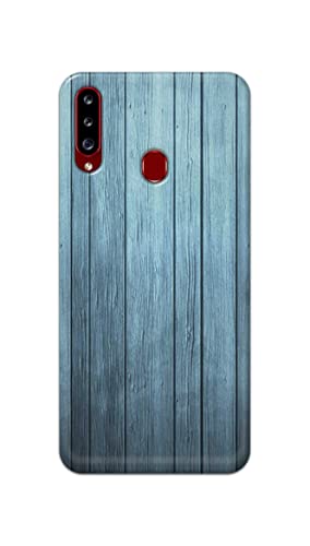 Image of Printed Hard Back Cover Case for Samsung Galaxy A20s Back Cover (Wooden Blue) -1302