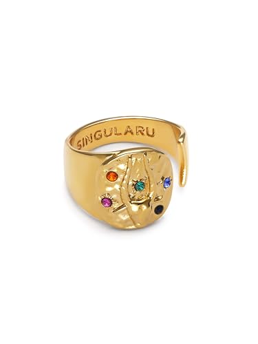 SINGULARU Anillo Mujer Ajustable Organic Colors Zodiaco Baño Oro