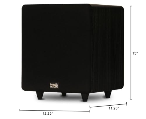 Acoustic Audio PSW400-10 Home Theater Powered 10" LFE Subwoofer Black Front Firing Sub,400 Watts - Thumbnail 6