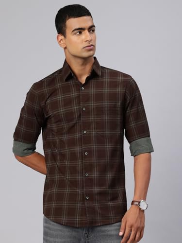 Image of Majestic Man Comfort Slim Fit Cotton Blend Checked Casual Shirt