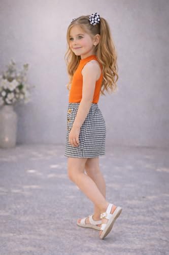 Image of Girl's Solid Cotton Blend Style Top and Shorts Set