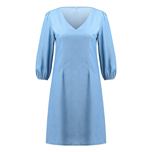 Robe d'été extensible masquant les rondeurs avec col V et manches 3/4