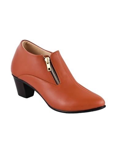 Image of TRYME and Stylish Block Heel Fashionable ankle Boots with Zip look for Womens and Girls