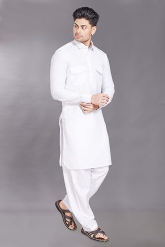 Image of DIVISIVE Men's Cotton Blend Pathani Kurta Pyjama Set