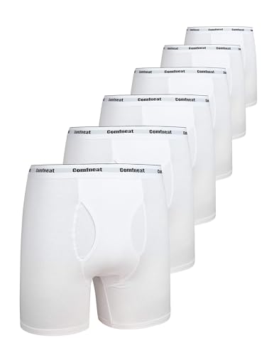 Comfneat Men's 6-Pack Boxer Briefs Soft Breathable Underwear S-XXL Open Fly
