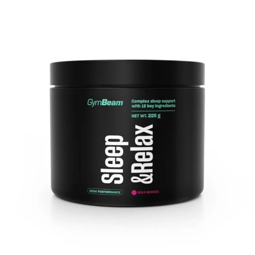 GymBeam Schlaf- & Entspannungspulver – enthält Ashwaganda, L-Tryptophan, L-Theanin, GABA, Glycin, Inosit & Cholinbitartrat, unterstützt Hormonregulierung, fruchtiger Geschmack (225 g, wild berries)