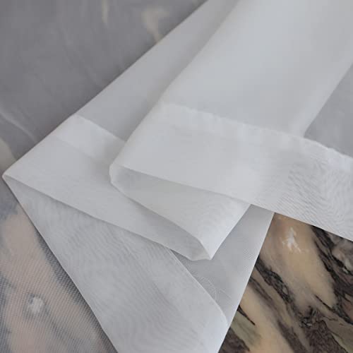 Image of Window Ivory Sheer Curtains 120 Inches Long 2 Panels Sheer Curtain Basic Rod Pocket Panel for Bedroom Children Living Room Yard Kitchen (Ivory, 52 inch W x 120 inch L | 2 pcs)