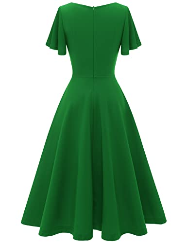 Image of HomRain Wedding Guest Dresses for Women Vintage Short Sleeves Casual Fit and Flare Cocktail Formal Dress for Tea Party