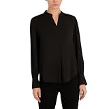Anne Klein Plus-Size Long Sleeve V-Neck Pleated Top Asphalt