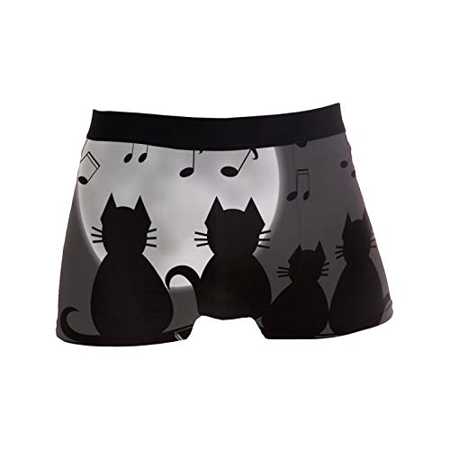 Linomo Calzoncillos tipo bóxer para hombre, diseño de gato con notas musicales, luna, calzoncillos Cover