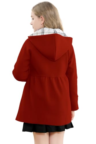 Image of Betusline Girls' Dress Coat, Kids Hoodie Wool Blend Coats Fall Winter Outerwear Peacoat,2-14 Years