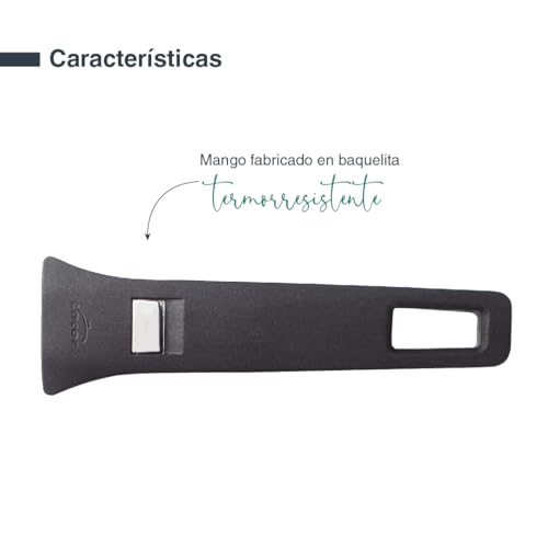 Miniatura 3 de Lacor - 56601 - Mango Extraíble Combi, Diseño Ergonómico, Compatible Con Sartenes Y Cacerolas Combi, Baquelita Termoresistente, Apilable, 16.5x5.1x2cm, Negro