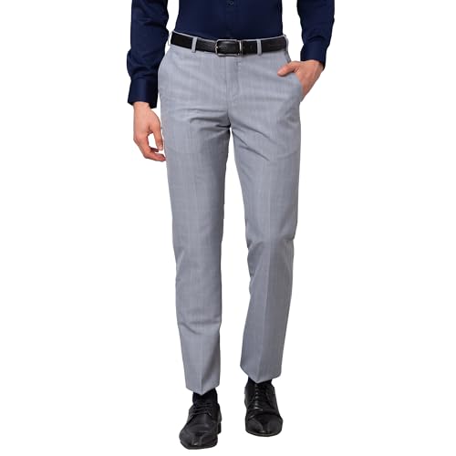 Image of Park Avenue Smart Fit Polyester Blend Checks Pattern Flat Front Formal Trouser