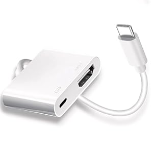 USB C to HDMI for TV, 4K@60Hz Type C to HDMI Adapter with Charging Port, iPhone to Hdmi to USB C Adapter Compatible for iPhone 16/15 Series/iPad Pro/Galaxy/MacBook Pro to HDTV Projector