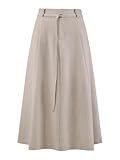 Hobemty Women's A-Line Skirt with Pockets Elastic High Waist Maxi Skirt Small Beige