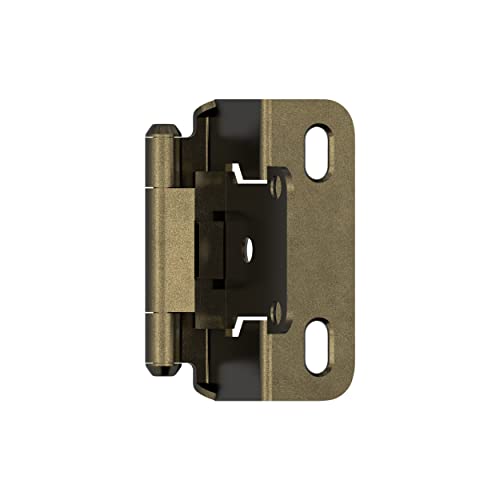 Image of Amerock 1 Pair 1 /2 inch Overlay Burnished Brass Partial Wrap Cabinet Hinge
