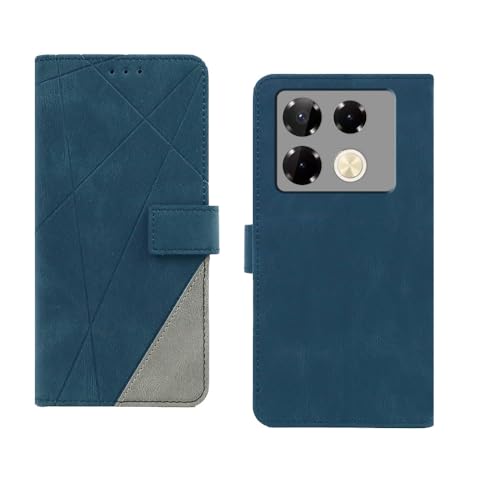 Image of amazon basics Infinix Note 40 Pro 5G Flip Cover | Card Pockets Wallet & Stand | Flip Cover for Infinix Note 40 Pro 5G (Blue with Grey)