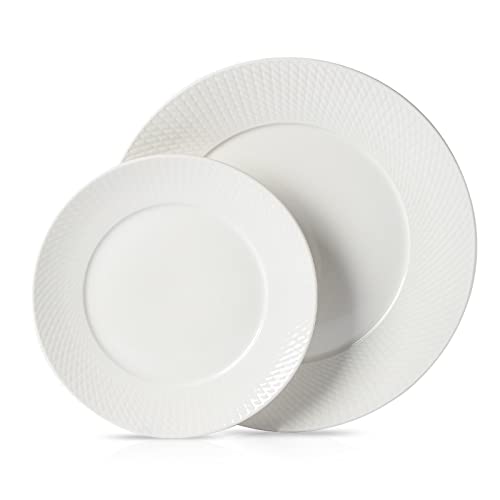 Gsain 8” Embossed Porcelain Lunch Plates, Dishwasher Microwave Oven Safe, Off-White Ceramic Salad Dessert Appetizer Dishes For Kitchen & Restaurant (Set Of 6) … #TOP3
