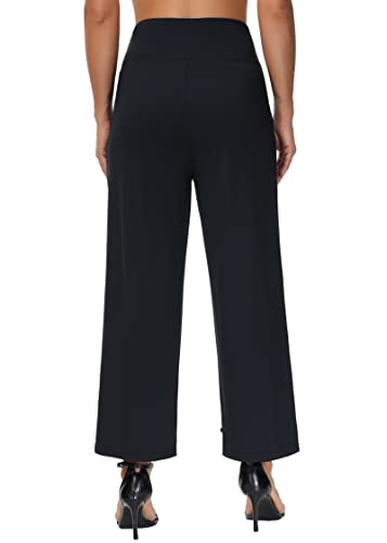 THE GYM PEOPLE Women’s High Waist Loose Comfy Wide Leg Palazzo Yoga Pants Tummy Control Lounge Workout Joggers