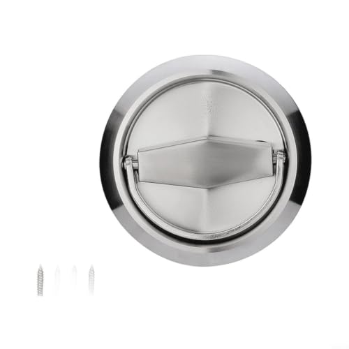 Image of Round Flush Pull Ring Handle With Double-Sided Lock(Silver)