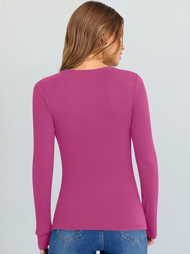 Image of ANRABESS Long Sleeve V Neck Shirts for Women | Soft Comfy Ribbed Knit Fitted Tshirts, Casual Going Out Tops, 2026 Trendy Basic, Fall Winter Underscrub Layering Clothes