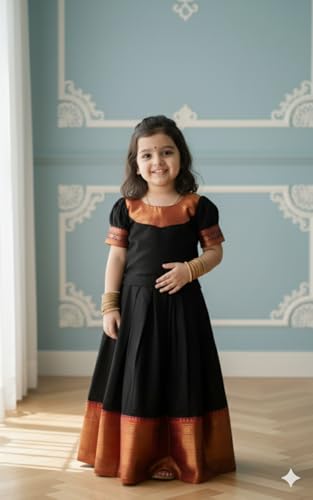 Image of Kids Girl Ethnic Silk Pattu Lehenga Choli for Traditional Indian Wear | Premium Silk Ethnic Dress | Ready-to-Wear Kids Lehenga Choli Set