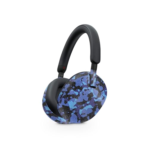 Image of MightySkins Glossy Glitter Skin Compatible with Sony WH-1000XM5 Headphones - Blue Modern Camo | Protective, Durable High-Gloss Glitter Finish | Easy to Apply