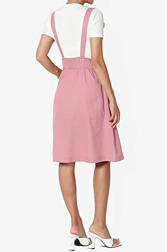 TheMogan Casual Button Front Tank Strap Stretch Fitted Denim Overall Dress4