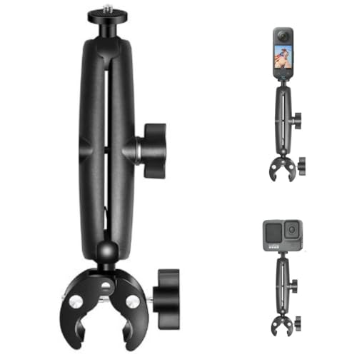 Image of yantralay Action Camera Handlebar Mount with 360 Dual Ball Head | Super Clamp for Go Pro, Insta 360, Bike, Motorcycle - Universal Quick Release Bracket for Camera & Accessories.