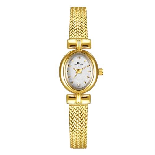 Womens Fashion Small Gold Oval Quartz Watches Vintage Leather Band Waterproof Luxury Casual Ladies Bracelet Wrist Watch Brown Black, Gold White, Fashion, Vintage, Luxury