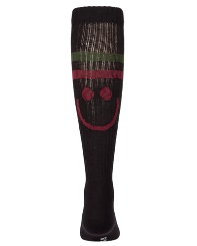 MeMoi Girls Ribbed Cotton-Blend Smile Stripe Knee High Sock