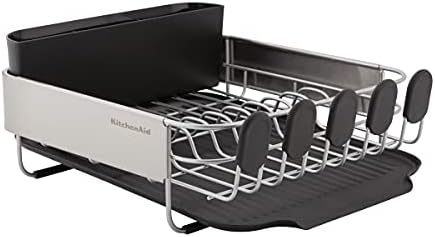 KitchenAid Escorredor de pratos compacto de aço inoxidável, 41 cm, preto