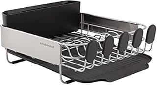 KitchenAid Escorredor de pratos compacto de aço inoxidável, 41 cm, preto