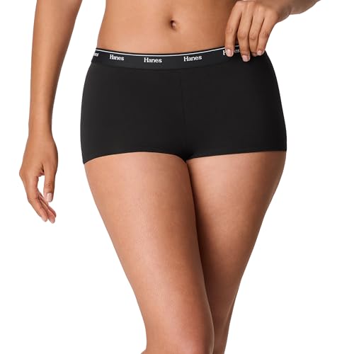 Image of Hanes Women's Originals Boyshort Underwear, Breathable Stretch Cotton Boyshort Panties
