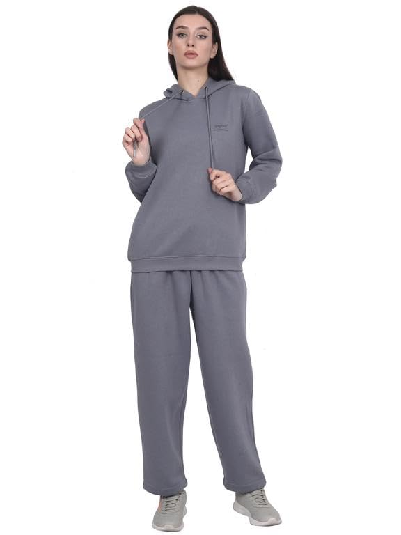 rangriwaz Women's Performance Cotton Hoody Set for Winter Season- Grey-picture-30