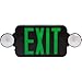 Morris Products Round Head LED Combo Exit Emergency Light ? Standard Type, Green LED Color, Black Housing ? 33 Lumens, Energy Saving Lamps ? Fully Automatic ? Thermoplastic, Glare Free, Adjustable, (73043)