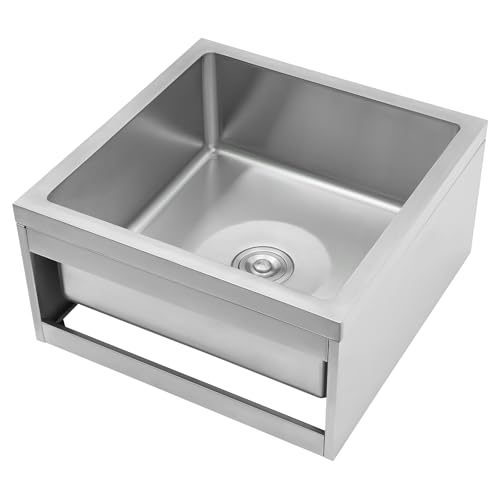 304 Stainless Steel Floor Mop Sink, Mop Service Basin with Sink Drainage/Strainer for Commercial kitchen, Restaurant, Business, Garages, (24