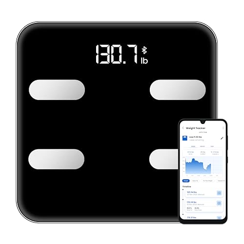 NextLevel Fit Báscula de baño inteligente para peso corporal y porcentaje de grasa, color negro