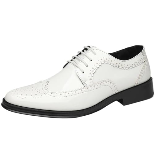 Men’s Formal Oxford Dress Shoes Patent Leather Business Comfortable Lace-Up Wedding Non-Slip Classic Office Shoes Stylish for Men