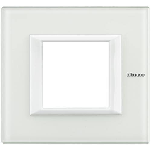 Plaque de finition en verre blanc BTicino Axolute HA4802VBB rectangulaire 2 modules