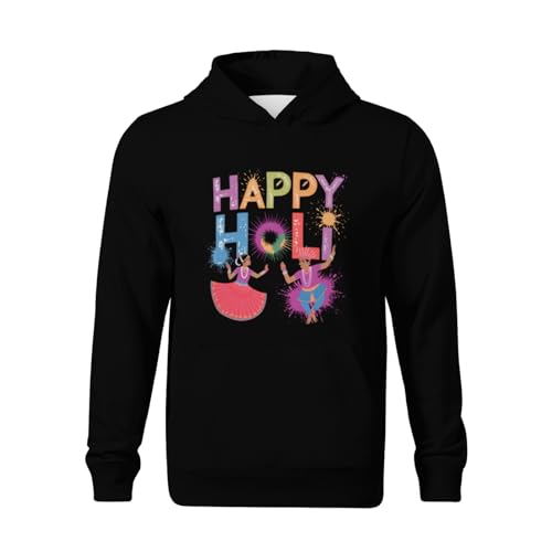 Kids Cool Happy Holi Festival Colors Boys Girls Lightweight Kangaroo Pocket Fleece Hoodies2