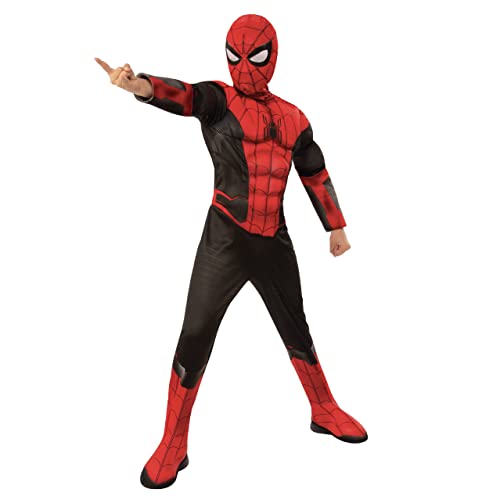 Rubies Disfraz oficial de Marvel Spider-Man No Way Home para niños, color negro y rojo, disfraz de superhéroe para niños, talla S