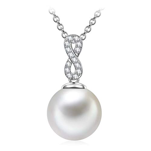 J. RENEÉ Perla Infinita Plata de Ley 925 Colgante, Collar Perla de Swarovski, Joyas para Mujer, Colgantes Mujer, Regalos Mujer