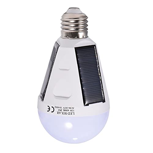 BigKing Ampoule à LED solaire, ampoule à LED à panneau solaire Portable étanche à l'intérieur/extérieur randonnée lampe de secours de camping(12W)
